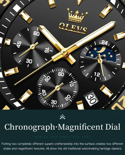 Vista 5 de OLEVS Watches for Men Classic with Date Business Dress Luxury Big Face GreenBlackBlue Waterproof Luminous Mens Wristwatch Analog Two Tone Stainless
