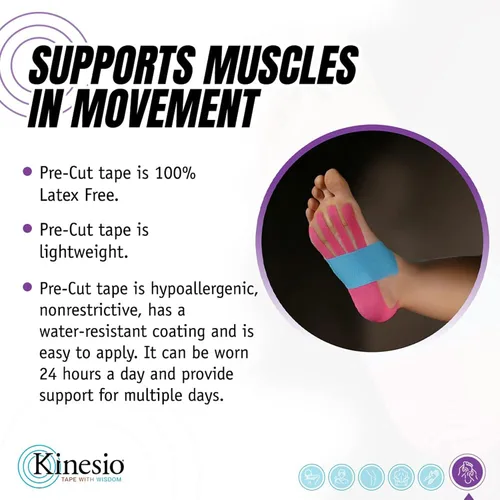 Vista 3 de Kinesio Cinta - Soporte precortado para los pies - Tiras de cinta atlética optimizadas