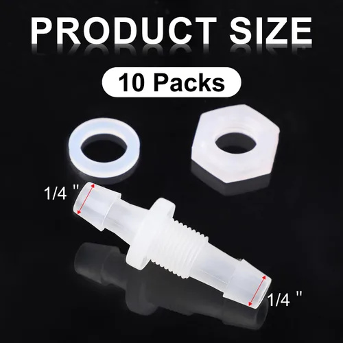 Vista 2 de 10 paquetes de accesorios de púas de manguera de plástico de 1/4 a granel, accesorios de púas de manguera de plástico, accesorios de conector