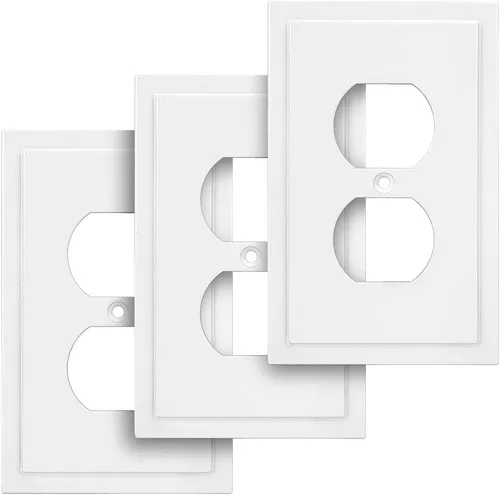Vista 83 de Henne Bery Placa decorativa de pared con borde moderno, tapa de tomacorriente para cubrir enchufe, aleación de zinc maciza duradera