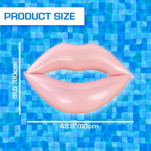 Vista 2 de Flotador gigante para piscina de labios de natación – 43.3 x 31.5 pulgadas, flotador gigante de labios rosados, tumbona de agua para adultos, gran