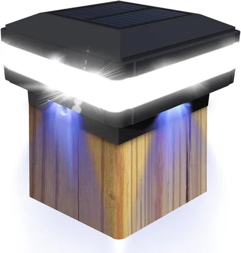 Vista 10 de FVTLED Luces solares para exteriores, 52 LED de alto brillo, 6000 K, blanco, IP65, impermeable, para postes de madera de 4 x 4, 5 x 5, 6 x 6