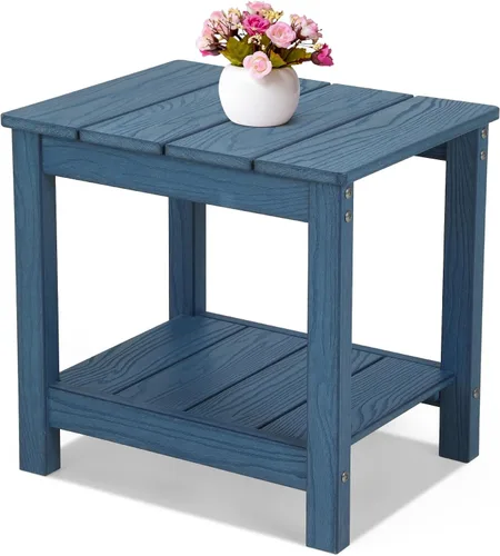 Vista 14 de Stoog Mesa auxiliar para exteriores, mesa auxiliar de madera de polietileno para todo tipo de clima, mesa auxiliar rectangular para patio trasero