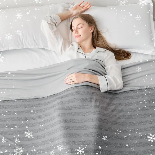 Vista 8 de EMME Manta Refrescante, Manta de Verano Delgada y Liviana para Sofá, Mantas Frías para Cama para Personas que Duermen con Calor, Doble Cara