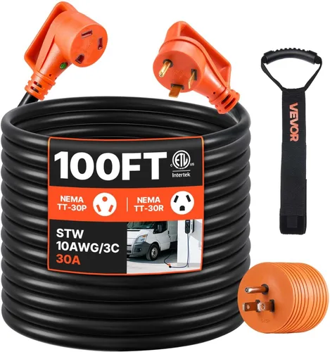 Vista 20 de VEVOR Cable de extensión de 50 amperios para RV, de 15 pies, cable de alimentación para RV resistente STW de calibre 6/3+8/1, enchufe macho NEMA