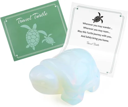 Vista 13 de QINJIEJIE Figuras de tortuga de viaje de cristal de amatista, cristales curativos, el mejor regalo de viaje para mujeres, hombres, viajeros, amantes