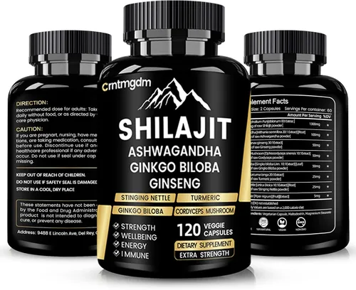 Vista 8 de Shilajit Cápsulas – Shilajit orgánico puro del Himalaya de 20,000 mg para hombres y mujeres con Ashwagandha, apoya la vitalidad y el bienestar