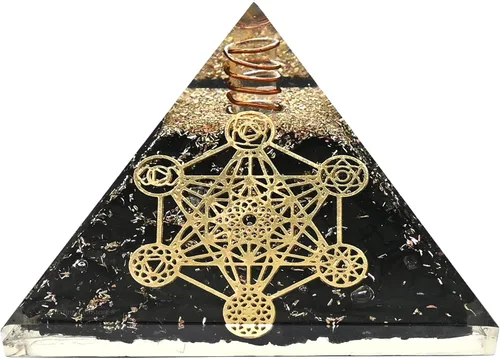 Vista 17 de Pirámide de orgón grande Cristal de pirámide de shungita Pirámide de orgonita grande del árbol de la vida Pirámides de órgano Curación