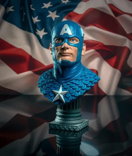 Vista 4 de Leyendas en 3-Dimensiones: Marvel Comics Capitán América 1: 2 Escala Busto, Multicolor