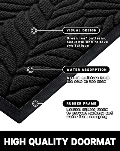Vista 4 de Yimobra Tapete para puerta delantera para interiores y exteriores, 29.5 x 17 pulgadas, impermeable, para todas las estaciones, para entrada