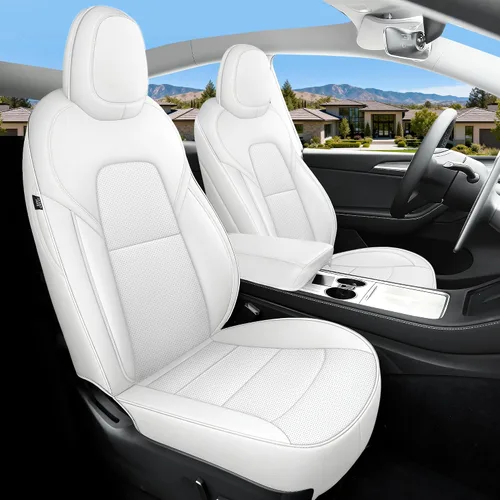 Vista 12 de Funda de asiento para modelo 3 2017 2018 2019 2020 2021 2022 2023, funda de asiento personalizada para Tesla Model 3, compatible con bolsa de aire