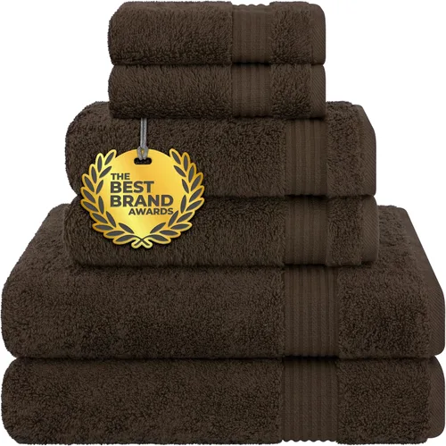 Vista 41 de Cotton Paradise Juego de 6 toallas, 100% algodón suave y absorbente turco para baño, 2 toallas de baño, 2 toallas de mano, 2 toallitas, juego