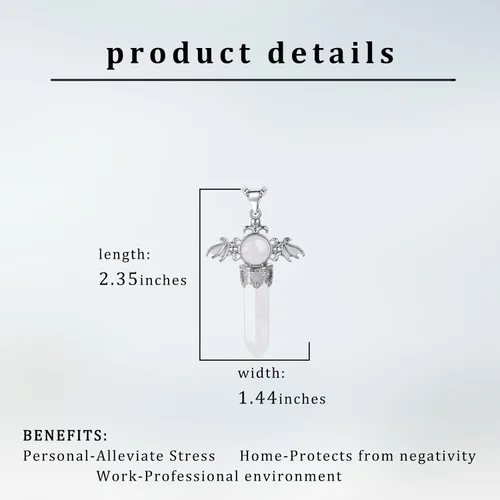 Vista 4 de Collar de cristal curativo para mujer, collar con dije de alas de ángel, piedras natales, piedras preciosas para mujeres y hombres, colgante de cruz