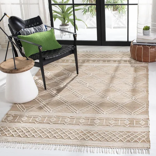 Vista 7 de SAFAVIEH Kilim Collection - Alfombra de pasillo de 2 pies 3 pulgadas x 9 pies, natural y marfil, hecha a mano con flecos bohemios, ideal para zonas