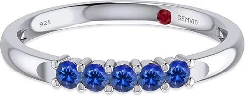 Vista 4 de GEMVIO Colección de anillo de cinco piedras, anillo de compromiso con piedras preciosas de corte redondo en oro de 14 quilates sobre plata de ley