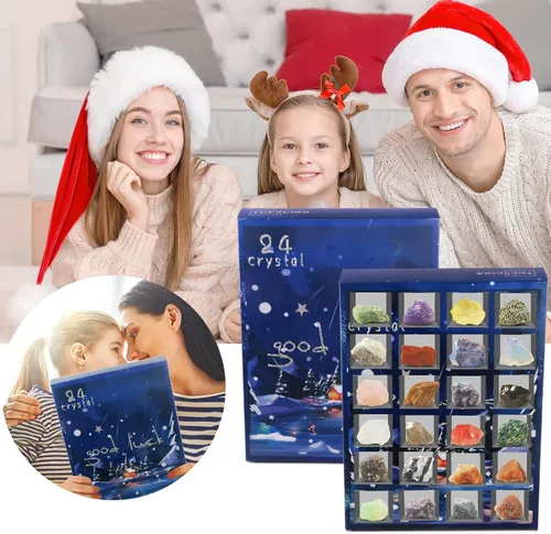 Vista 7 de Calendario de Adviento 2023 Rocks 24 días con piedras preciosas de cristal natural, minerales y fósiles, calendario de cuenta regresiva de Navidad