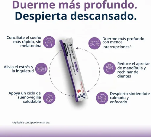 Vista 4 de Metagenics MagActive - Polvo de noche de magnesio con azafrán, 30 paquetes