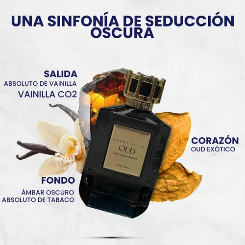 Vista 2 de Perry Ellis OUD Black Vanilla Eau De Parfum Spray de larga duración Perfume para mujeres y hombres, fragancia cálida de vainilla y Oud, aroma