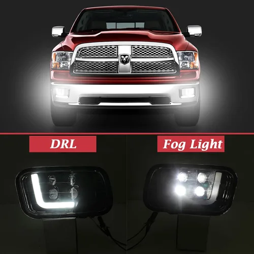 Vista 2 de Tecoom Luz antiniebla LED con luces de circulación diurna compatible con Dodge Ram 1500 2009-2012/Ram 2500 2010-2014/Ram 3500 2010-2012, montaje