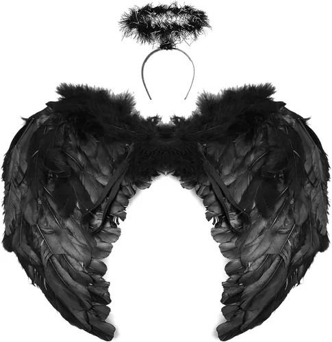 Vista 4 de Toffos Angel Wings for Adult Costume with Halo Headband for Women, Girls Costume Accessories for Halloween Xmas Party