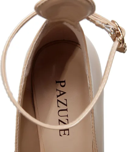 Vista 6 de PAZUZE Zapatos de tacón alto para mujer, sexy, elegante, con plataforma y punta cuadrada, 9.5