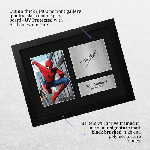 Vista 3 de HWC Trading Tom Holland Regalo USL con Marco Autógrafo Impreso Firmado Spiderman Regalos Foto Impresión Cuadro - Tamaño Carta de EE. UU