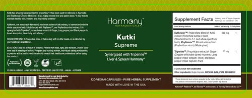 Vista 5 de Kutki Supreme - Medicina ayurvédica Harmony Nutraceuticals para una piel sana, sistemas inmunológicos y respiratorios - 120 cápsulas orgánicas