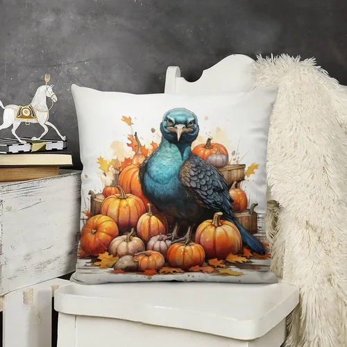 Vista 14 de Funda de cojín decorativa de árbol de arce y camión de Acción de Gracias, otoño, Acción de Gracias, calabaza, fundas de cojín cuadradas suaves