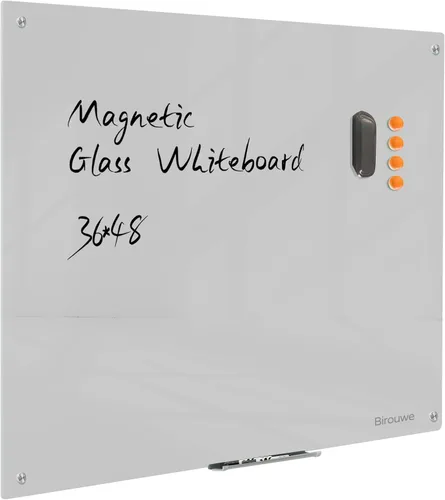 Vista 9 de Pizarra de Vidrio Negro Magnética de Borrado en Seco - Pizarra Negra de 48 x 36 Pulgadas Montada en Pared de Vidrio, Pizarra de Vidrio Negro Grande
