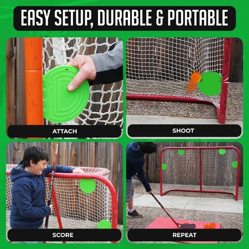 Vista 3 de Top Shelf Targets Paquete Combinado con Objetivos de Hockey Magnéticos Duraderos/Objetivos de Portería de Lacrosse, 4 Correas de Sujeción y 4 Discos