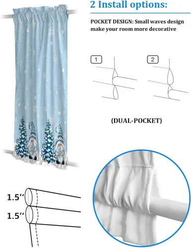 Vista 3 de Cortinas opacas de Navidad para puerta francesa, de vidrio, para puerta delantera, trasera, puerta de patio, aislamiento térmico, con bolsillo