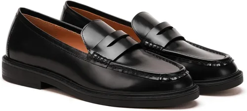 Vista 7 de C.Paravano Mocasines Penny de cuero genuino para mujer, mocasines planos Negro