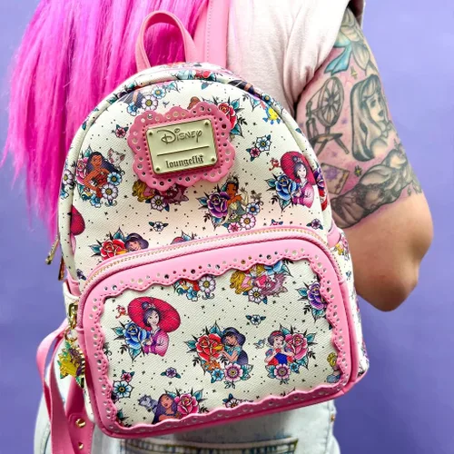 Vista 6 de Loungefly Disney Princess Tattoo AOP Mini Backpack