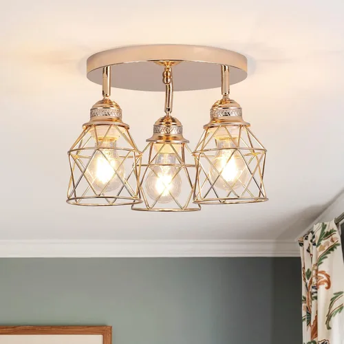 Vista 11 de Accesorios de iluminación de cocina - Lámpara de techo de 3 luces multidireccional con base E26, montaje empotrado ajustable para cocina de granja