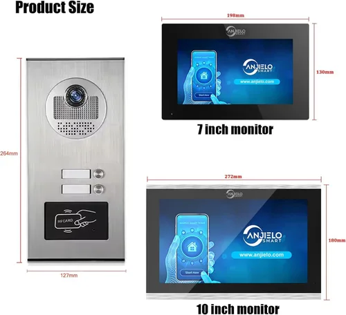 Vista 8 de Sistema de timbre de intercomunicación visual de apartamento multiunidad, monitor de 7 pulgadas, timbre de video con cable, cámara IR, detección