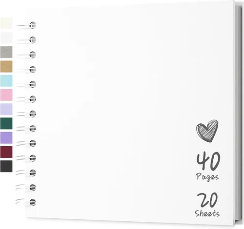 Vista 26 de Álbum de recortes de 7 x 7 pulgadas, álbum de recortes DIY de tapa dura de papel kraft, álbumes de fotos, 40 páginas, perfecto para fotos de 4 x 6