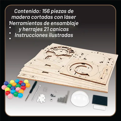 Vista 4 de MindWare Gearjits: Gumball Machine Montaña Rusa de Canicas – Rompecabezas de construcción 3D de madera para adolescentes y adultos – Juguetes