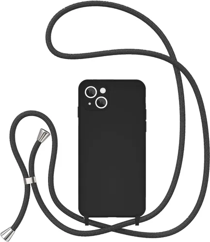 Vista 27 de UEEBAI Funda de teléfono con cordón cruzado para iPhone 14 de 6.1 pulgadas, funda de silicona con correa ajustable para collar, correa suave