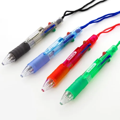Vista 7 de BAZIC Products Bolígrafos de 4 colores con cuerda para el cuello y agarre suave, punta gruesa de 1.0 mm, escritura suave, para oficina, escuela