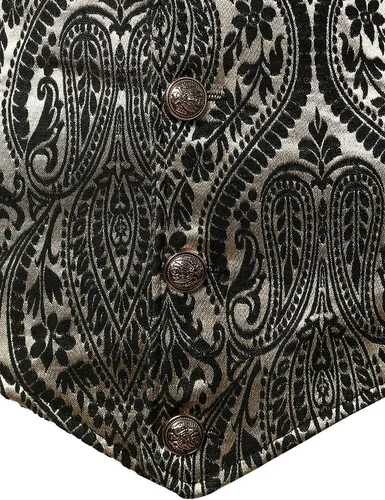 Vista 6 de VATPAVE Chaleco de traje victoriano para hombre, chaleco gótico steampunk Beige Negro
