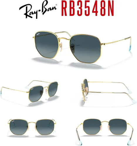 Vista 7 de Ray-Ban RB3548N - Gafas de sol hexagonales 001 de 54 M para hombres y mujeres (grande), paquete con kit de diseñador iWear