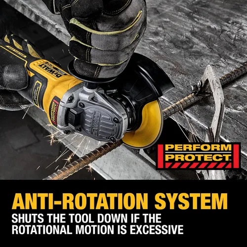 Vista 4 de DEWALT Amoladora angular inalámbrica sin escobillas de 20V MAX XR, 4-1/2 pulg. - 5 in., Velocidad variable, antirrotación, interruptor de paleta