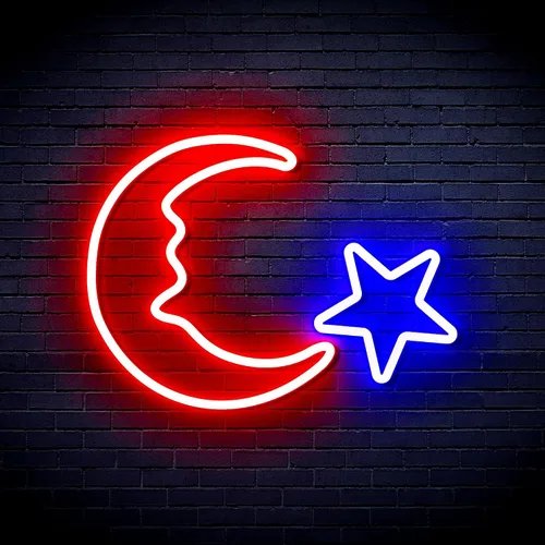 Vista 24 de ADVPRO Moon and Star Flex Silicone LED Neon Sign - Azul - st16s33-fnu0009-b