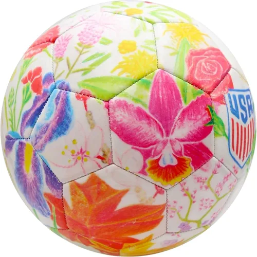 Vista 2 de Icon Sports Balón de fútbol con licencia oficial de la Federación de Fútbol de Estados Unidos, tamaño 5, Crayola & Fox Sport Collaboration Flower