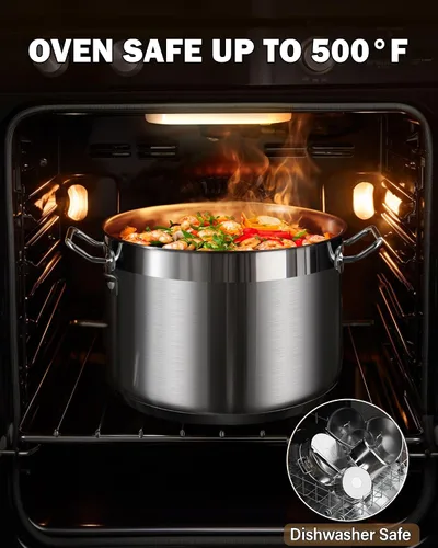 Vista 4 de Cooks Standard Juego de utensilios de cocina de acero inoxidable de 8 piezas con olla y cazuela de 9 cuartos de galón