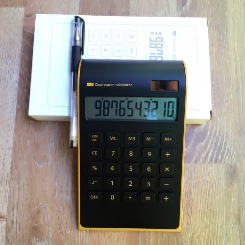 Vista 3 de 【Letitfly】 Calculadora, electrónica para la oficina y el hogar, calculadora de escritorio de doble alimentación, alimentación solar, pantalla LCD
