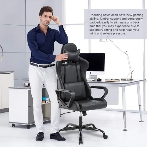 Vista 6 de Silla de juegos, silla de oficina, silla de computadora, silla de carreras ergonómica para videojuegos para niños, adolescentes y adultos, silla
