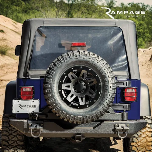 Vista 5 de RAMPAGE PRODUCTS Rampage Factory Replacement Soft Top de Repuesto con Fundas para Puertas Vinilo, Mezclilla Negra con Ventanas Transparentes Negro
