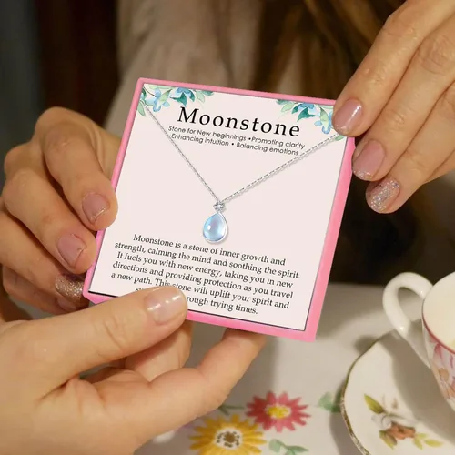 Vista 6 de Moonstone Necklace, Inspirational Gifts for Women, Self Care Gifts for Women - New Beginnings Gifts for Graduation, Retirement, Miscarriage Mothers