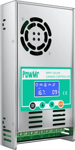 Vista 7 de PowMr Controlador de carga solar MPPT de 100 A, 12 V/24 V/36 V/48 V, entrada máxima de 150 VCC, controlador de carga solar con retroiluminación LCD